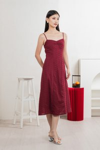 En Embroidery Camisole Midi Dress In Wine