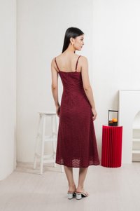 En Embroidery Camisole Midi Dress In Wine