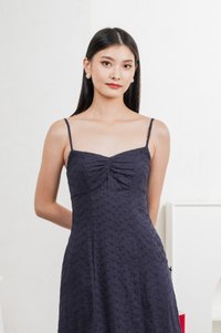 En Embroidery Camisole Midi Dress In Navy