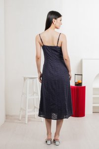 En Embroidery Camisole Midi Dress In Navy