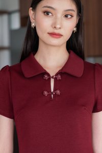 Yue Rose Cheongsam Polo Dress In Wine
