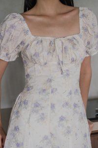Magnolia Eyelet Ruched Midi Dress In Purple