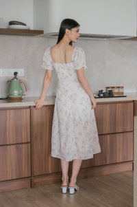 Magnolia Eyelet Ruched Midi Dress In Purple