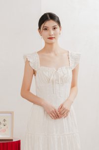 Touch of Spring Embroidery Midi Dress In Cream