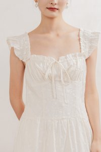 Touch of Spring Embroidery Midi Dress In Cream