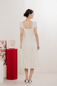Touch of Spring Embroidery Midi Dress In Cream