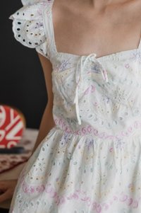 Rhys Rainbow Eyelet Ruffles Dress in Rainbow