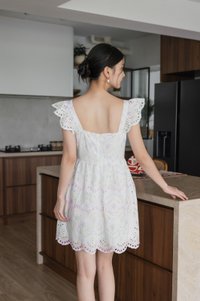 Rhys Rainbow Eyelet Ruffles Dress in Rainbow