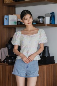 Rhys Rainbow Eyelet Sweetheart Top in Rainbow