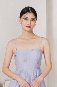 Cyra Floral Textured Camisole Midi Dress In Lavender