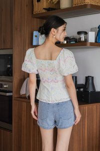 Rhys Rainbow Eyelet Sweetheart Top in Rainbow