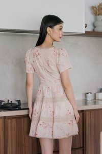 Petals Floral Eyelet Crochet Dress In Blush Pink