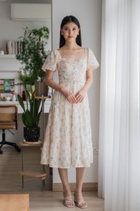 Wonder Eyelet Pintuck Maxi Dress