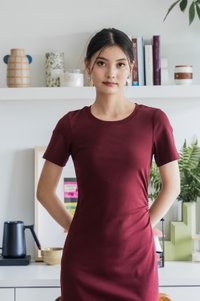 Osborn Cotton Slit Midi Dress In Wine