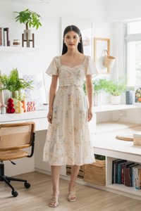 Cheer Fleur Eyelet Pintuck Maxi Dress