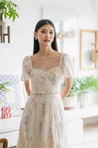 Cheer Fleur Eyelet Pintuck Maxi Dress