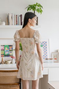 Cheer Fleur Eyelet Ribbon Ruched Dress