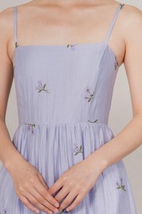 Cyra Floral Textured Camisole Midi Dress In Lavender