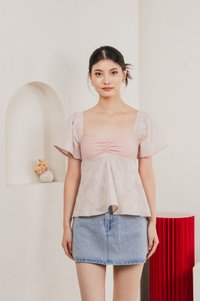 Blush Mixed Fabric Textured Top In Pink