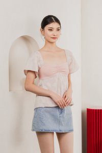 Blush Mixed Fabric Textured Top In Pink