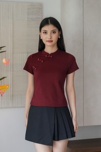 Xin Cheongsam Cotton Top In Wine