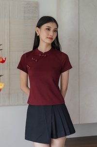 Xin Cheongsam Cotton Top In Wine