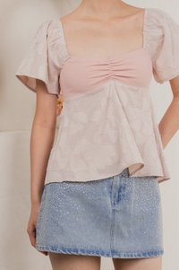 Blush Mixed Fabric Textured Top In Pink