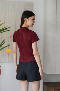 Xin Cheongsam Cotton Top In Wine