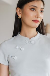 Xin Cheongsam Cotton Top In Pastel Blue