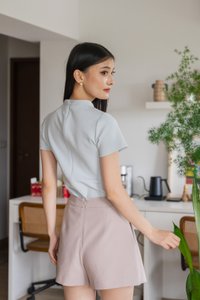 Xin Cheongsam Cotton Top In Pastel Blue