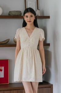 Missy Eyelet Empire Dress In Cream