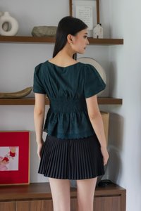 Melvita Lace Smocked Waist Top In Emerald