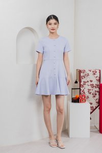 Kait Cotton Buttons Dress In Blue