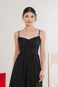 Arancia Lace Ribbon Camisole Midi Dress In Black