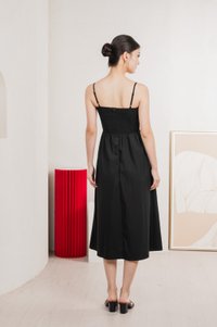 Arancia Lace Ribbon Camisole Midi Dress In Black
