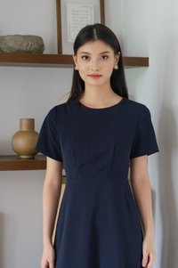 Sharon Ruffle Hem Midi Dress In Navy