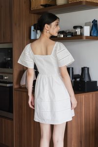 Timeless Pintuck Crochet Dress In White