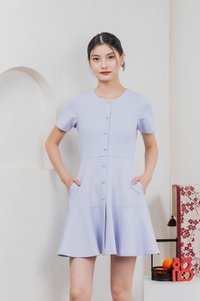 Kait Cotton Buttons Dress In Blue