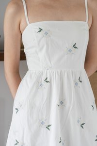 Breeze Embroidery Camisole Midi Dress In White