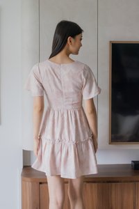 Blush Textured Smocked Dress In Misty Rose