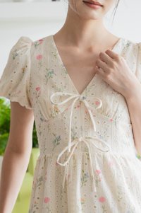 Spring Melody Eyelet Ribbon Midi Dress