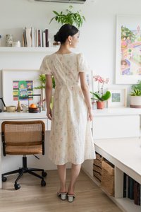 Spring Melody Eyelet Ribbon Midi Dress