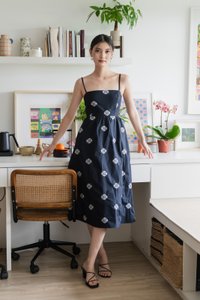 Breeze Embroidery Camisole Midi Dress In Navy