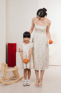 Villa Watercolour Kids Dress In Cream
