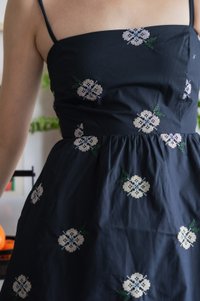 Breeze Embroidery Camisole Midi Dress In Navy