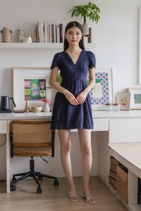 Missy Eyelet Empire Dress In Navy