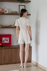 Xuan Jacquard Mandarin Romper In Champagne