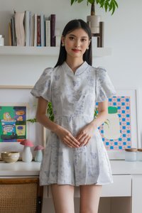Xuan Jacquard Mandarin Romper In Lavender