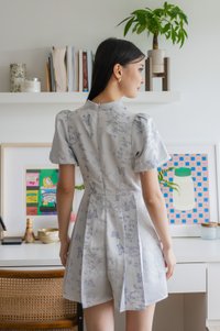 Xuan Jacquard Mandarin Romper In Lavender