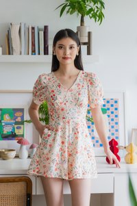 Qin Tulips Floral Eyelet Romper
